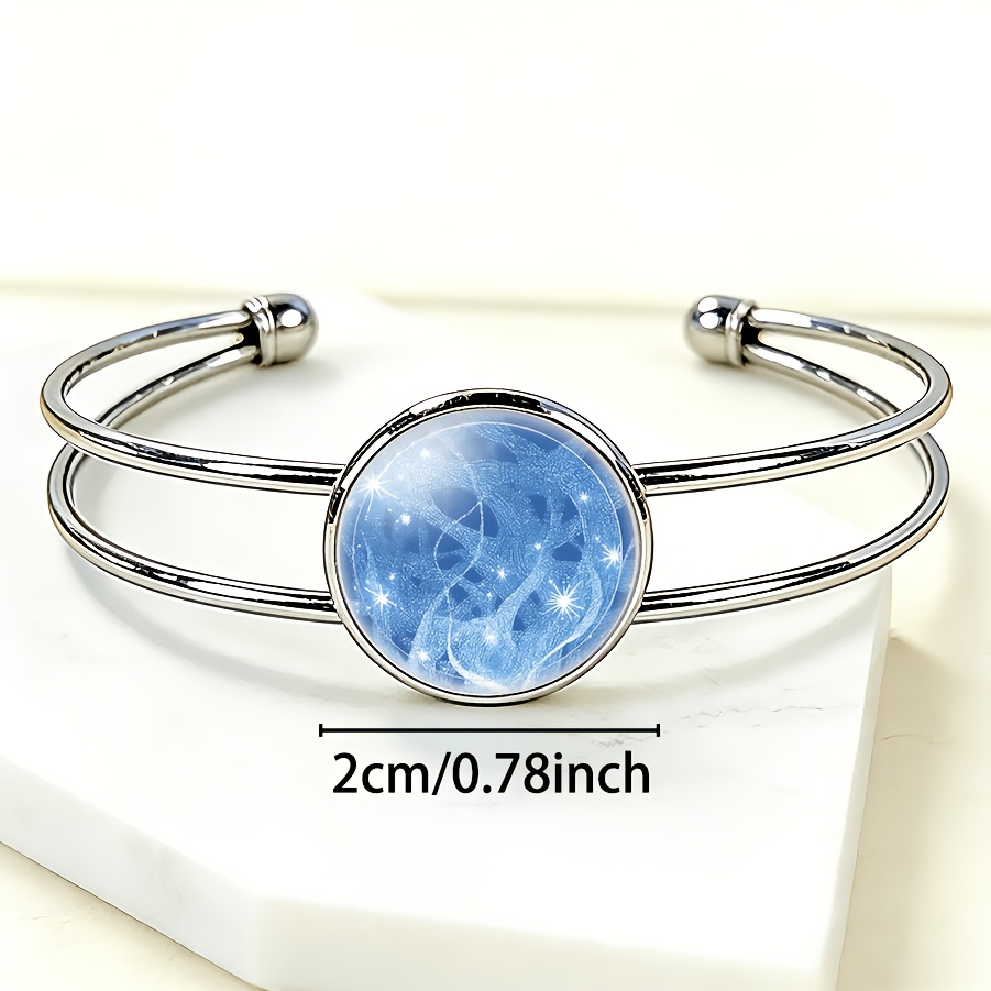 Blue Starry Round Time Gemstone Inlay Bangle